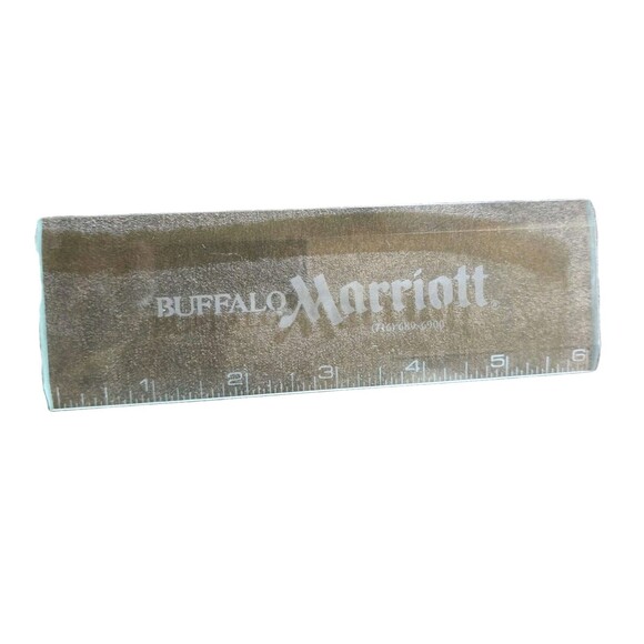 Vintage 6" GLASS RULER Advertising Buffalo MARRIOTT Promotional - Picture 4 of 10